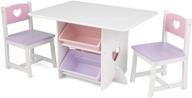 🎀 kidkraft heart table and chair set with 4 storage bins, pink, purple and white - children's furniture for ages 3-8, great gift logo
