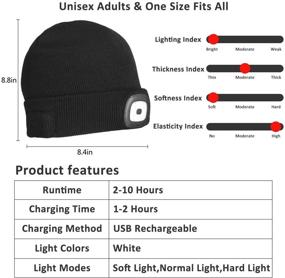 img 3 attached to 🎩 Black Rechargeable LED Beanie Hat with Light - Warm Knitted Headlamp Cap for Running, Hiking, Camping - Ideal Tech Gift for Men, Women, Teens, Handyman