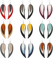 👂 stylish xijin 16 pairs leather earrings for women - lightweight layered leather leaf, teardrop dangle, leopard earrings set logo