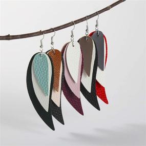 img 1 attached to 👂 Stylish XIJIN 16 Pairs Leather Earrings for Women - Lightweight Layered Leather Leaf, Teardrop Dangle, Leopard Earrings Set