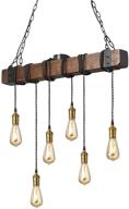 flordeer rustic farmhouse chandelier - vintage pendant lighting fixture with industrial wood metal design - 6-light e26 bulb ceiling light for dining table, kitchen island, and bar - retro hanging lamp - 31.4 inches логотип