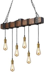 img 4 attached to Flordeer Rustic Farmhouse Chandelier - Vintage Pendant Lighting Fixture with Industrial Wood Metal Design - 6-Light E26 Bulb Ceiling Light for Dining Table, Kitchen Island, and Bar - Retro Hanging Lamp - 31.4 inches