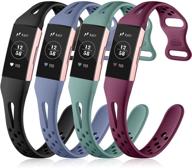 🏋️ nofeda slim bands: sporty and breathable fitbit charge 3/4 wristband replacement for women and men - small (black/blue gray/turquoise/wine red) logo