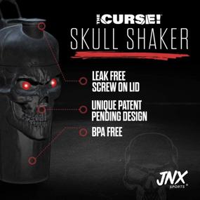 img 2 attached to 💀 The Curse! Skull Shaker Bottle by JNX Sports - 24-Ounce Limited Edition, Full Black Supplement Mixer with Classic Loop Top