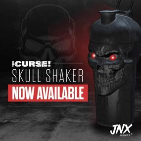 img 1 attached to 💀 The Curse! Skull Shaker Bottle by JNX Sports - 24-Ounce Limited Edition, Full Black Supplement Mixer with Classic Loop Top