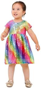 img 2 attached to 👗 ANATA Girls Sequin Party Dress Toddler Baby Princess Dresses Little Girls Short Sleeve Wedding Gown with Headband - Solid Color