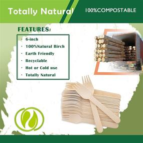 img 2 attached to 🍴 Pack of 100 Biodegradable Wooden Forks - 6.5" Length, Natural Wooden Utensils for Parties, Camping, Weddings & Dinner Events