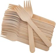 🍴 pack of 100 biodegradable wooden forks - 6.5" length, natural wooden utensils for parties, camping, weddings & dinner events logo