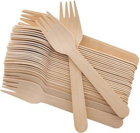 img 4 attached to 🍴 Pack of 100 Biodegradable Wooden Forks - 6.5" Length, Natural Wooden Utensils for Parties, Camping, Weddings & Dinner Events