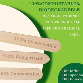 img 3 attached to 🍴 Pack of 100 Biodegradable Wooden Forks - 6.5" Length, Natural Wooden Utensils for Parties, Camping, Weddings & Dinner Events