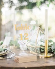 img 1 attached to 🌲 12-Pack Wood Place Card Holders & Table Number Stands - Acrylic Sign Holders for Wedding Dinner, Home Party & Event Decor