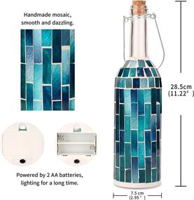 img 3 attached to 🏖️ Holitown Blue Strip Mosaic Lantern Wine Bottle Lights - Handmade Decorative Bottle, Battery Powered for Summer Beach Theme Party, Home Decor, Wedding, Bars (1 Pack)