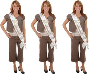 img 2 attached to Stylish Beistle Bridesmaid Sashes in White and Gold - Perfect for Weddings!