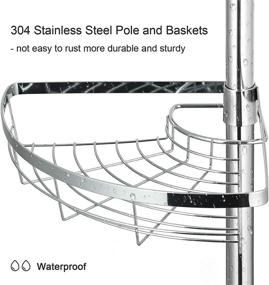 img 1 attached to 🚿 Lucalda Corner Shower Caddy Tension Pole - Rustproof Stainless Steel Organizer with 4 Tier Baskets and Towel Bar, Adjustable 59-110 Inch Shower Shelf - Silver