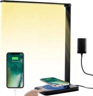 🌟 enhance your work space with the led desk lamp: wireless charging, eye-caring, usb port, 5 modes, 10 brightness levels, sensitive control - perfect for home office (black) логотип