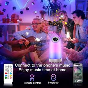 img 2 attached to Multifunctional Night Light Bluetooth Speaker Lamp: Remote Control, Alarm Clock, RGB Color Changing, FM Radio, MicroSD/AUX Support+