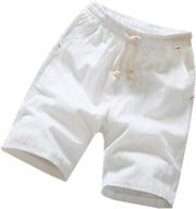 🩳 gunlire big boy's linen shorts - stylish summer drawstring elastic waist casual shorts for boys with convenient pockets logo