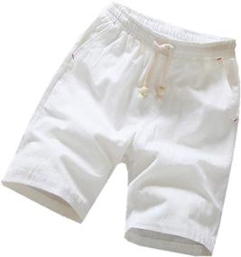 img 4 attached to 🩳 GUNLIRE Big Boy's Linen Shorts - Stylish Summer Drawstring Elastic Waist Casual Shorts for Boys with Convenient Pockets