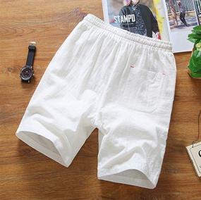 img 3 attached to 🩳 GUNLIRE Big Boy's Linen Shorts - Stylish Summer Drawstring Elastic Waist Casual Shorts for Boys with Convenient Pockets