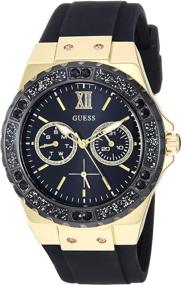 img 3 attached to Стильные женские кварцевые часы GUESS из нержавеющей стали с силиконовым ремешком - идеальный выбор для модного запястья.