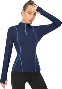 img 1 attached to 🏃 ATTRACO Women's Long Sleeve Quarter Zip Workout Tops - Stay Comfortable and Stylish during Athletic Activities & Running