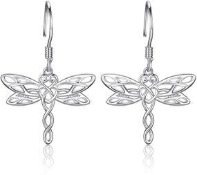 img 4 attached to 🐉 Celtic Infinity Sterling Silver Dragonfly Earrings: Christmas Jewelry Gifts for Women - Dangle Dragonfly Earrings perfect for Dragonfly Lovers