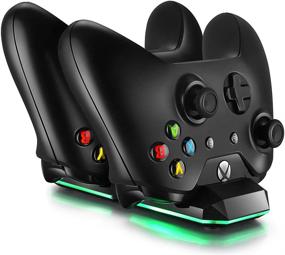 img 4 attached to 🎮 Xbox One (S) Xbox One X Dual Charging Dock with Rechargeable Batteries and USB Cable – Ultimate Charger Station for Xbox One Wireless Controller (Not for Xbox Series X)