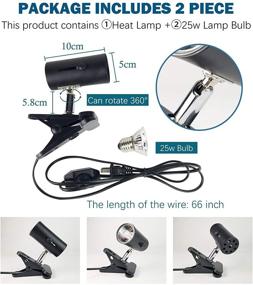 img 3 attached to 🐢 BINANO Reptile Turtle Heat Lamp with 25W UVB UVA Bulb, Adjustable Heat Switch, 360° Adjustable Angle, and Strong Clips for Reptile Aquarium/Tank