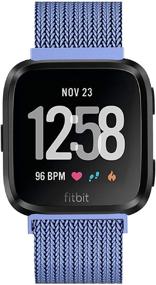 img 4 attached to 💎 Multi-Colored Fitlink Metal Bands for Fitbit Versa/Versa Lite Edition/Versa 2 Smart Watch - Small and Large Sizes, Stylish Diamond Blue Option for Women and Men