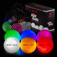 battlepulse glow golf balls: 6 pcs led light up balls for golfing, 300-hr lighting time, water resistant, vivid colors logo