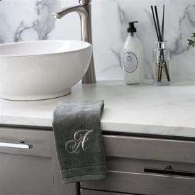 img 3 attached to 🎁 Monogrammed Fingertip Towels - Personalized Gift Set with Silver Embroidered Initial B - Extra Absorbent 100% Cotton - Soft Velour Finish - 11 x 18 Inches - Ideal for Bathroom, Kitchen, Spa (Gray)