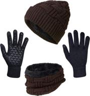 🧣 warm knit skull cap set: 3-piece winter beanie hat, scarf, & touch screen gloves - ideal gifts for men & women logo