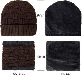 img 2 attached to 🧣 Warm Knit Skull Cap Set: 3-Piece Winter Beanie Hat, Scarf, & Touch Screen Gloves - Ideal Gifts for Men & Women