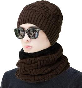 img 3 attached to 🧣 Warm Knit Skull Cap Set: 3-Piece Winter Beanie Hat, Scarf, & Touch Screen Gloves - Ideal Gifts for Men & Women