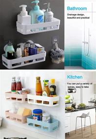 img 1 attached to 🚿 CLEKOD Plastic Shower Caddy Corner Shelf - Heavy Duty Bathroom Wall Organizer with Adhesive, 2Pack Blue