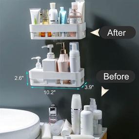 img 2 attached to 🚿 CLEKOD Plastic Shower Caddy Corner Shelf - Heavy Duty Bathroom Wall Organizer with Adhesive, 2Pack Blue