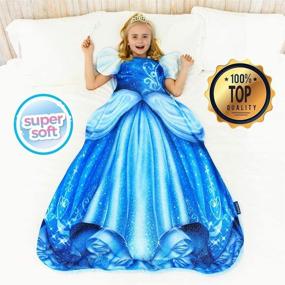 img 3 attached to Cinderella Princess Dress Wearable Blanket by Blankie Tails - Double Sided Super Soft and Cozy Princess Minky Fleece - Machine Washable Fun Disney Blanket for Kids