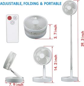 img 3 attached to 💨 Portable Rechargeable Battery Operated Fan - Adjustable Height, 4 Speeds with Strong Wind - Mini Fan for Home Office, Travel, Camping - Battery Powered Fan with 7200mAh (5-24h) - White