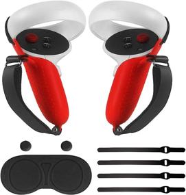 img 4 attached to Enhance Your Oculus Quest 2 Experience with MUGEYMYD Touch Controller Grip Cover and Lens Protection - Red