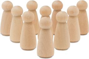 img 4 attached to Pack of 10 Birch Unfinished Large Wooden Peg Dolls, 3-1/2 inch, Mom/Angel Shape Peg People - Wood Figurines Ideal for Painting and Crafts