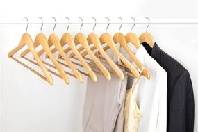 img 3 attached to 👔 Amber Home 30-Pack Solid Wood Suit Coat Hangers – Smooth Natural Finish with Non-Slip Pant Bar, 360 Swivel Hook & Notches for Jackets, Pants, and Shirts – Ideal for Wardrobe Organization (Natural, 30)