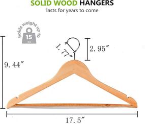 img 2 attached to 👔 Amber Home 30-Pack Solid Wood Suit Coat Hangers – Smooth Natural Finish with Non-Slip Pant Bar, 360 Swivel Hook & Notches for Jackets, Pants, and Shirts – Ideal for Wardrobe Organization (Natural, 30)