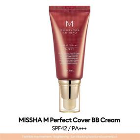 img 3 attached to Missha M Perfect Cover BB Cream SPF 42 PA+++ (Light Beige #21): Подтвержденный код Amazon, 50 мл, скрытие несовершенств, покрытие темных кругов под глазами и защита от УФ-лучей.