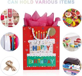 img 2 attached to 🎁 Birthday Gift Bags with Handles - Pack of 4, Medium Size 10" X 5" X 12" with Transparent Window Design, Happy Birthday Party Favor Bags for Boys, Girls, Women, Men - Including Tissue Paper