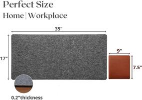 img 2 attached to 🖥️ Non-Slip Grey Felt Desk Mat (35 x 17 Inches) with PU Leather Mouse Pad (9 x 7.5 Inches) - Ideal for Home and Office Decor