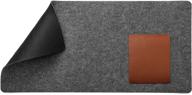 🖥️ non-slip grey felt desk mat (35 x 17 inches) with pu leather mouse pad (9 x 7.5 inches) - ideal for home and office decor logo