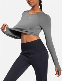 img 1 attached to Baleaf Women's Long Sleeve Crop Top: Stylish and Comfortable for Running, Gym, and Yoga