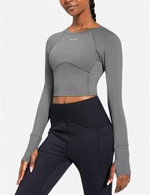 img 3 attached to Baleaf Women's Long Sleeve Crop Top: Stylish and Comfortable for Running, Gym, and Yoga