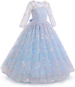 img 3 attached to Enchanting Princess Embroidered Masquerade Birthday 👸 Floral Blue Girls' Clothing: Royalty-Inspired Style and Elegance