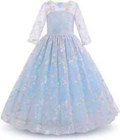 img 4 attached to Enchanting Princess Embroidered Masquerade Birthday 👸 Floral Blue Girls' Clothing: Royalty-Inspired Style and Elegance